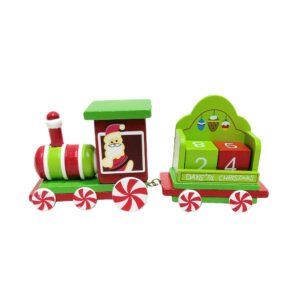 Wooden Christmas Countdown Train Decoration Santa Advent Calendar