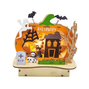 Halloween Wooden LED Light Decor Haunted House Ghosts Home Party Table Decoration