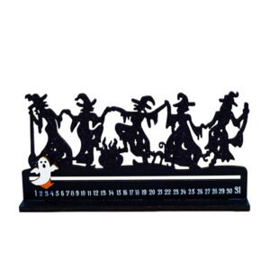 Halloween Wooden  Calendar Decor with Witches Ghost for Home Party Table Decoration