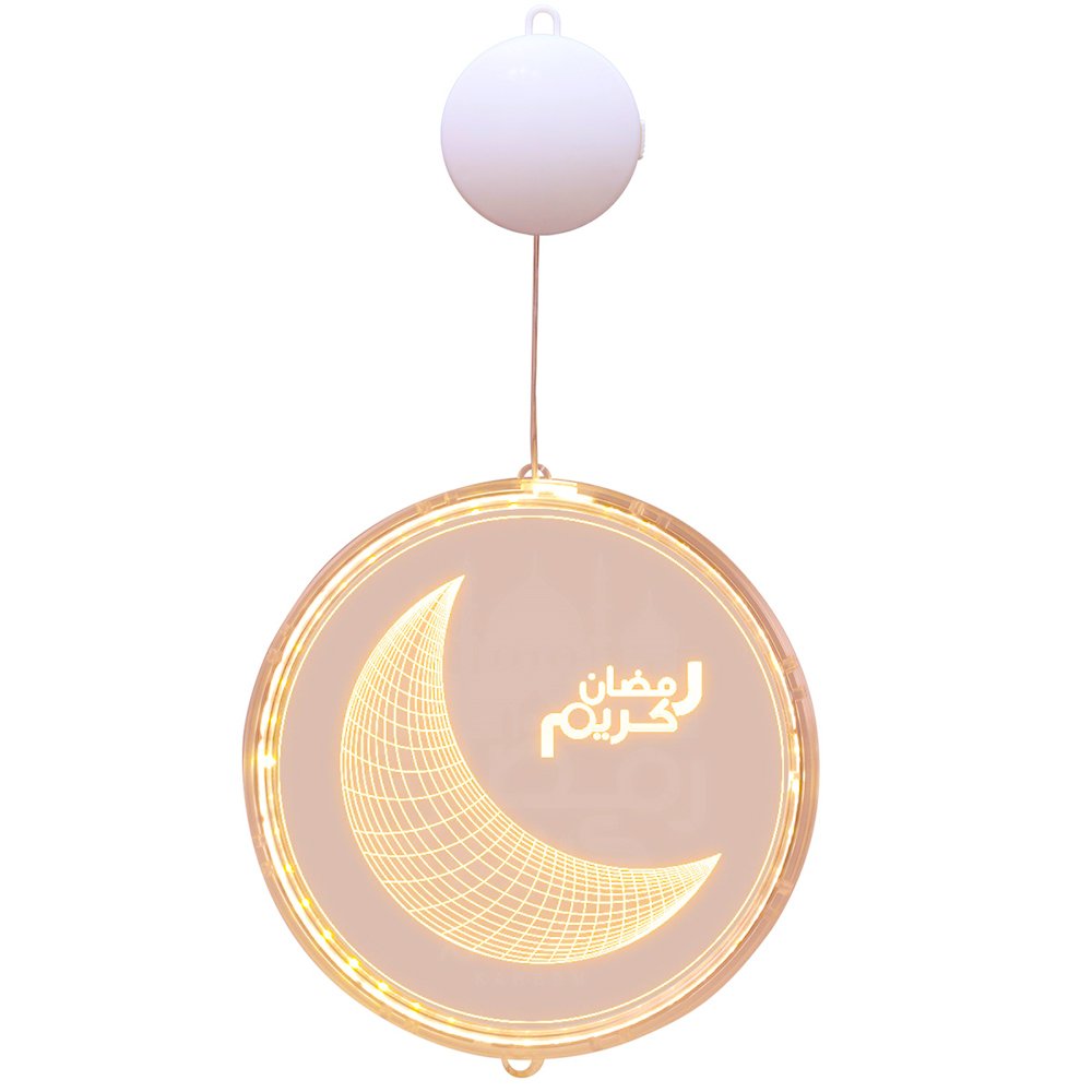 Ramadan Kareem LED Hanging Light Crescent Moon Window Wall Decoration