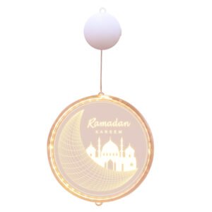 Ramadan Kareem LED Hanging Light Crescent Mosque Design Window Wall Decoration
