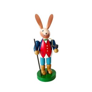 Easter Wooden Bunny Figurine Pipe & Cane Spring Home Table Decoration