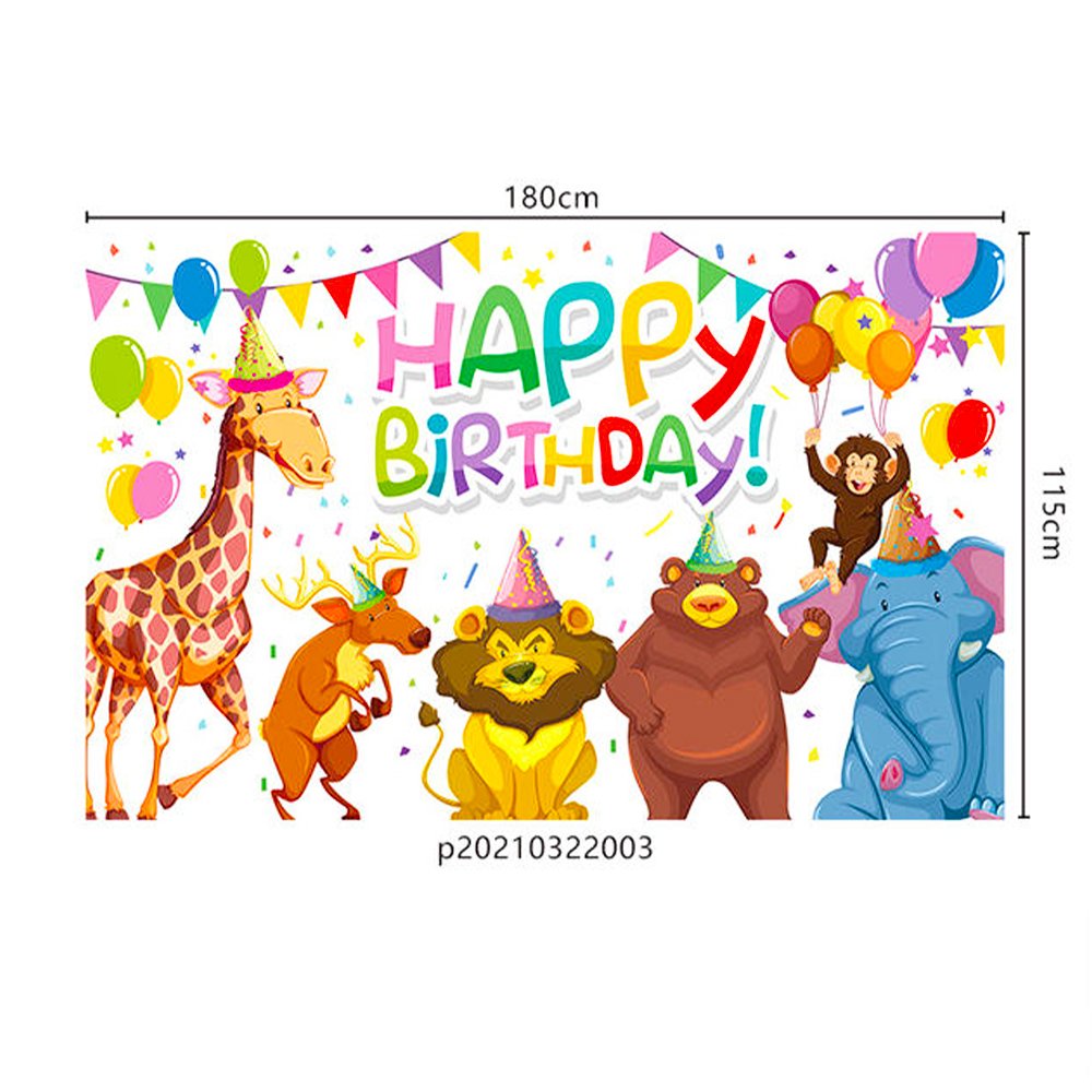 Animal Happy Birthday Backdrop Colorful Cartoon Banner Party Decoration