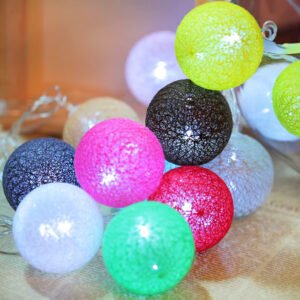 Colorful Cotton Ball String Lights Fairy Lights Celebration Party Holiday