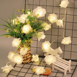 Rose Flower String Lights Warm White LED Garland Wedding Decoration