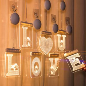 LOVE LED Hanging Light Set Romantic Acrylic Letter Lights Valentine’s Day