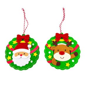 Felt Santa & Reindeer Christmas Wreath Ornaments Hanging Decorations