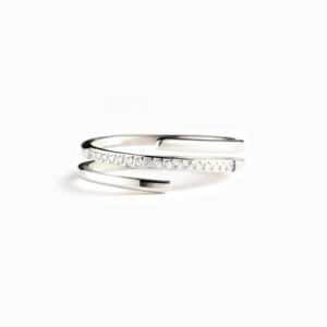 Silver Wrap Ring Adjustable Triple Band with Cubic Zirconia Gift