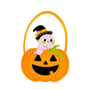 Halloween Felt Pumpkin Candy Bag Trick-or-Treat Basket Ghost Design