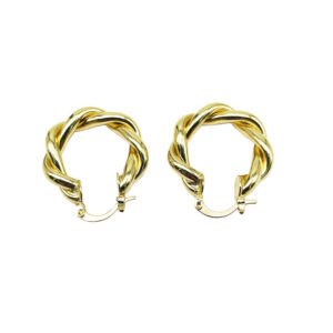 Gold-Plated Copper Twisted Hoop Earrings Classic Braided Design Statement