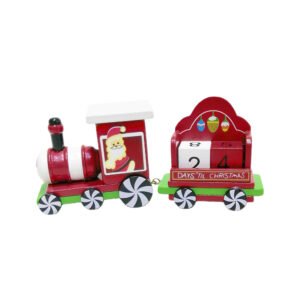 Wooden Christmas Countdown Train Red Santa Advent Calendar Ornament