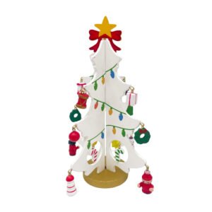 DIY Wooden Christmas Tree Decoration Kit Mini Ornaments White Tabletop Holiday
