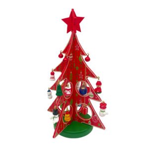 DIY Wooden Christmas Tree Decoration Kit with Mini Ornaments Red Green Tabletop