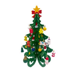 DIY Wooden Christmas Tree Decoration Kit Mini Ornaments Green Swirl Holiday Craft