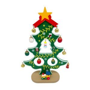 DIY Wooden Christmas Tree Decoration Kit with Mini Hanging Ornaments Tabletop