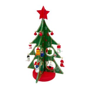 DIY Wooden Christmas Tree Decoration Kit Mini Ornaments Green Tabletop Holiday