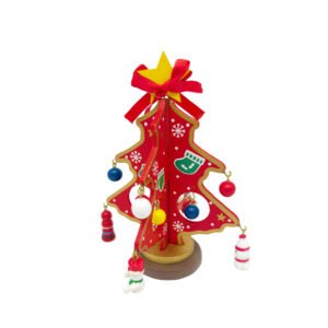 DIY Wooden Christmas Tree Ornament Craft Kit Red Tabletop Holiday Decoration