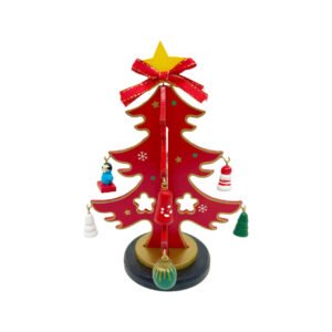 DIY Wooden Red Christmas Tree Craft Kit Hanging Mini Ornaments Desktop Decoration