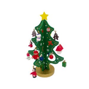 DIY Wooden Christmas Tree Decoration Kit with Mini Ornaments Tabletop Craft