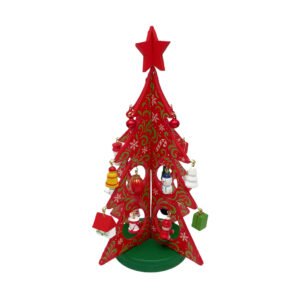 DIY Wooden Red Christmas Tree Decoration Set Mini Hanging Ornaments