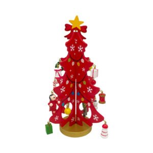 DIY Wooden Christmas Tree Decoration Kit Mini Ornaments Red Tabletop Holiday Craft