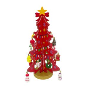 DIY Red Wooden Christmas Tree Craft Kit Hanging Ornaments Tabletop Decoration