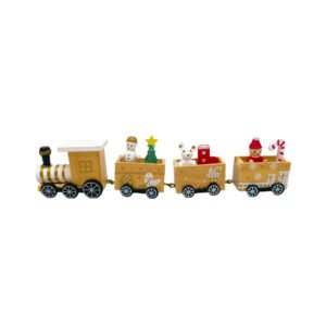 Wooden Christmas Train Decoration Santa & Snowman Holiday Ornament Home Décor