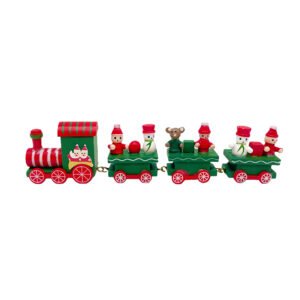 Green Wooden Christmas Train Decoration Festive Ornament Santa Snowman Bear