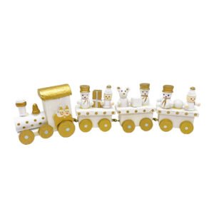 White Gold Wooden Christmas Train Decoration Snowmen Gifts Festive Décor
