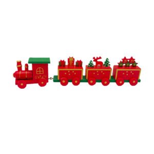 Red Green Wooden Christmas Train  Decoration Gifts Reindeer Festive Décor