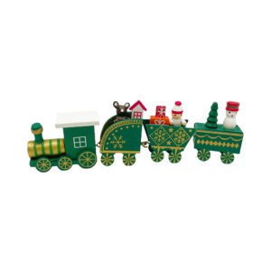 Wooden Green Christmas Train Holiday Tabletop Decoration Gifts Trees Snowman