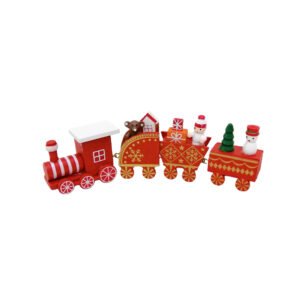 Wooden Christmas Train with Santa Snowman Festive Holiday Tabletop Decoration