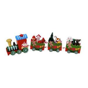 Wooden Christmas Train Gingerbread Gifts Festive Holiday Tabletop Decoration