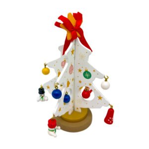 DIY Wooden White Christmas Tree Craft Kit Mini Hanging Ornaments Small Desktop