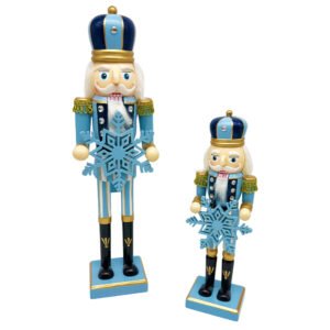 Wooden Blue Nutcracker Soldier Snowflake Ornament Christmas Tabletop Decoration
