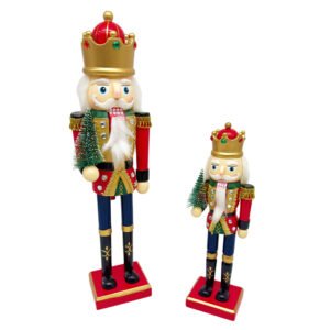 Wooden Red Nutcracker King with Mini Tree Classic Christmas Tabletop Decoration