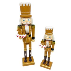 Wooden Gingerbread Nutcracker Soldier with Cookie Tray Christmas Tabletop Holiday