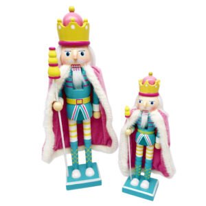 Pastel King Wooden Nutcracker Figurine Velvet Cape Candy Crown Christmas Gift