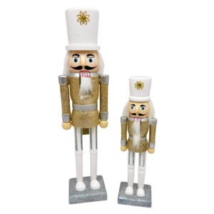 Wooden Elegant Nutcracker Soldier White Top Hat Luxury Christmas Decoration