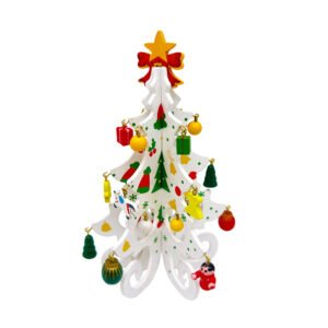 DIY Wooden White Christmas Tree Craft Kit Hanging Mini Ornaments Festive Desktop