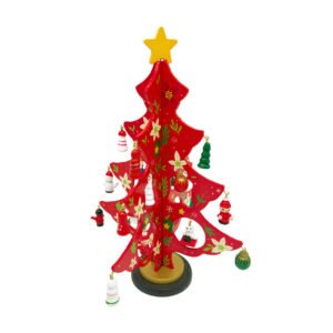 DIY Wooden Red Christmas Tree Craft Kit Hanging Mini Ornaments Large Tabletop