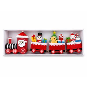 Red Wooden Christmas Train Decoration Santa Snowman Gifts Holiday Tabletop Décor