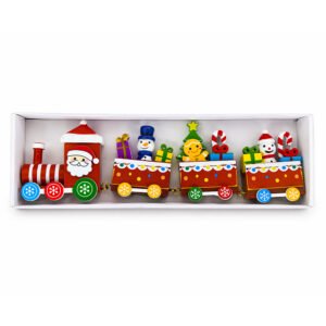 Colorful Wooden Christmas Train Decoration Santa Snowman Gifts Festive Tabletop Décor