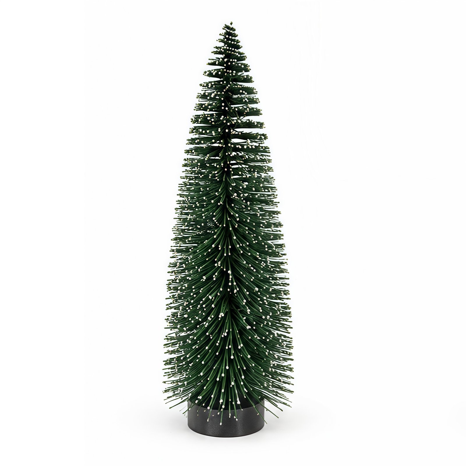 Dark Green Mini Bottle Brush Christmas Tree Decoration Snow-Tipped Artificial Pine Tree