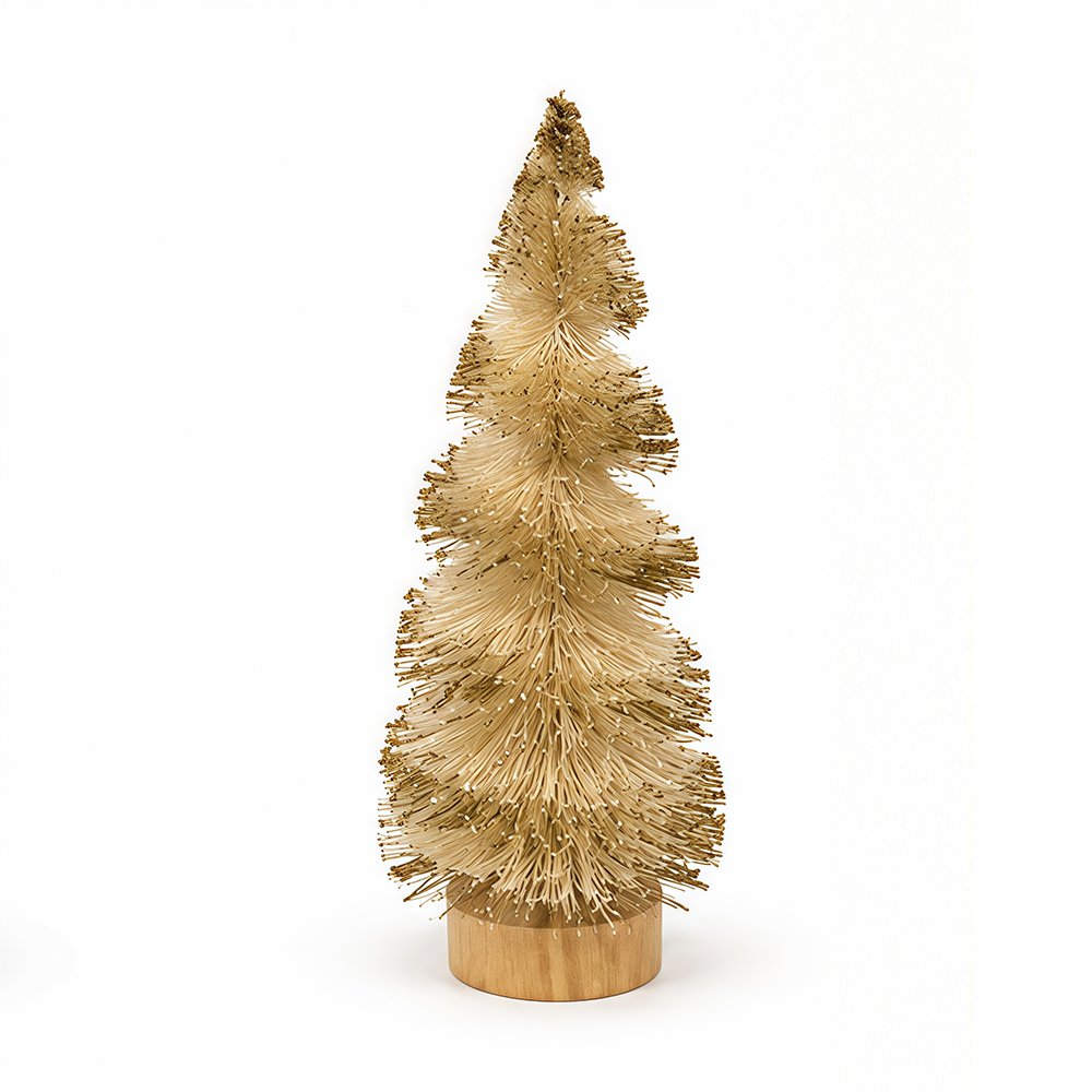 Champagne Gold Bottle Brush Christmas Tree Decoration Glitter-Tipped Mini Tree