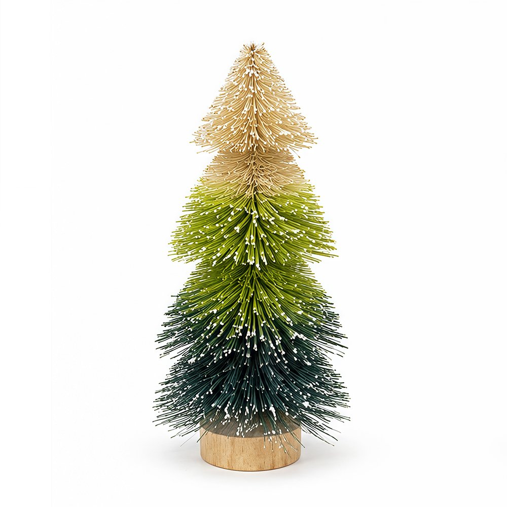 Ombre Green Bottle Brush Christmas Tree Decoration Snow-Tipped Mini Tree