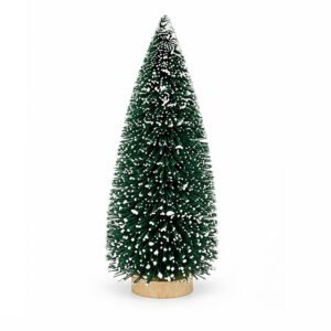 Snow Flocked Dark Green Bottle Brush Christmas Tree Decoration Mini Artificial Pine Tree