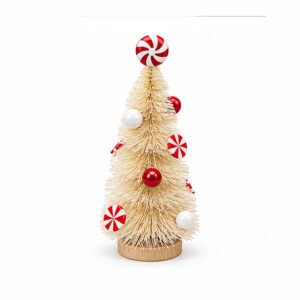 Candy Cane Bottle Brush Christmas Tree Decoration Red White Peppermint Ornaments