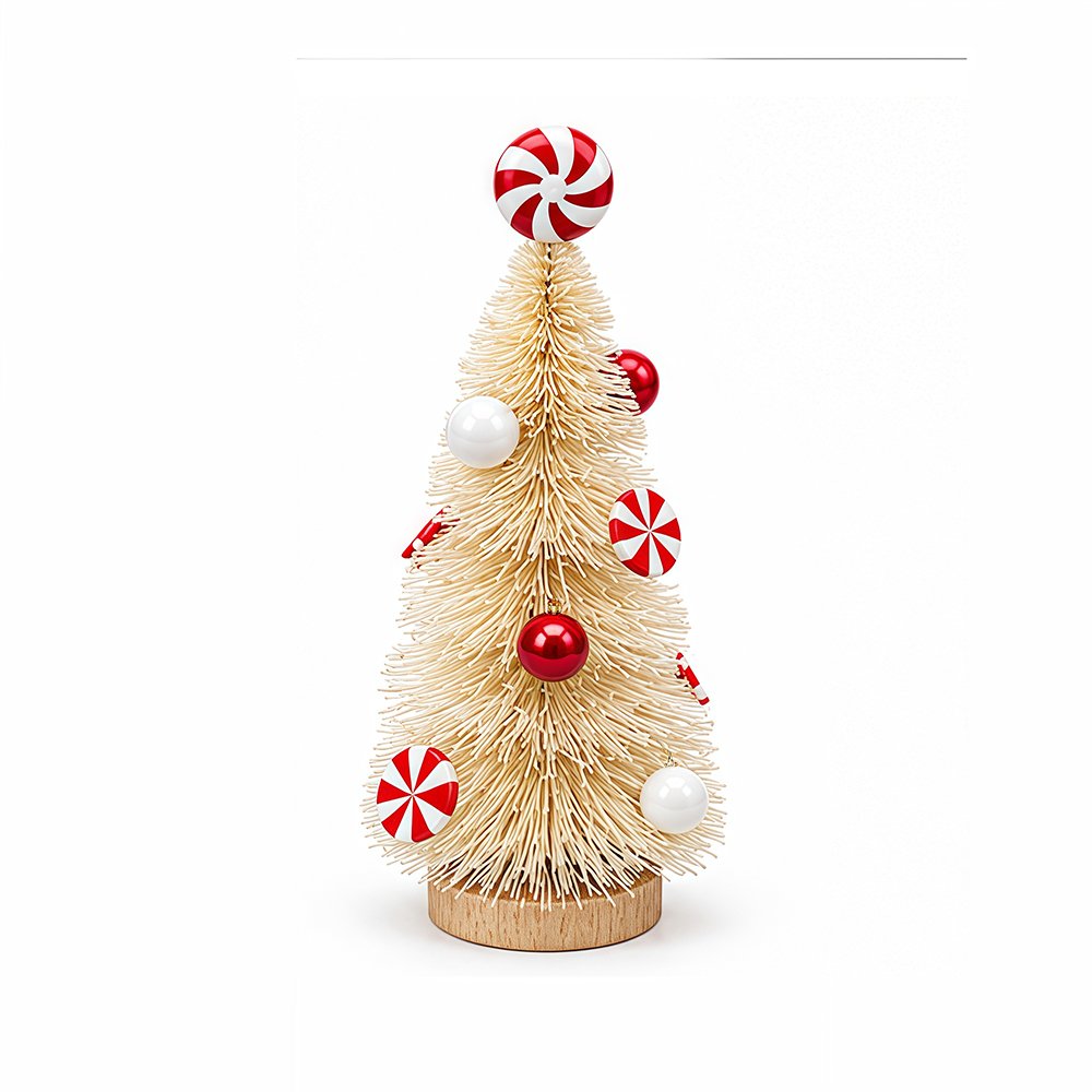 Candy Cane Bottle Brush Christmas Tree Decoration Red White Peppermint Ornaments